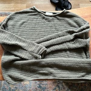 Cut cozy knit weave style Green sweater